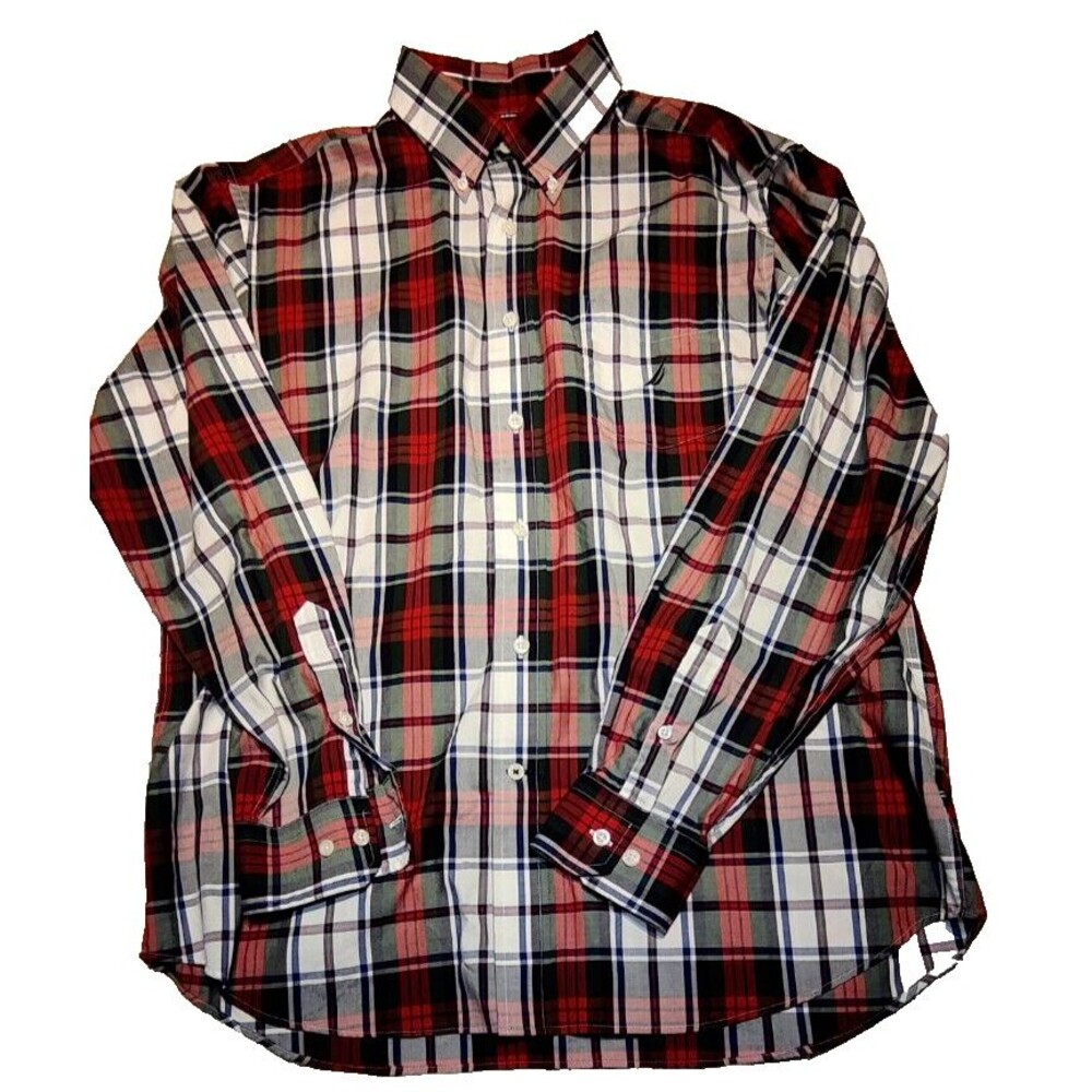 Vintage Nautica Plaid Men’s Button Down Size L Sail Logo On Pocket